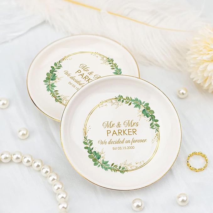 Personalized Mr. and Mrs. Ring Dish, Engagement Gifts for Couples, Married Jewelry Tray Ring Holder, Wedding Gifts for Women Newlywed Future Bride To be, Gift for Anniversary Engaged