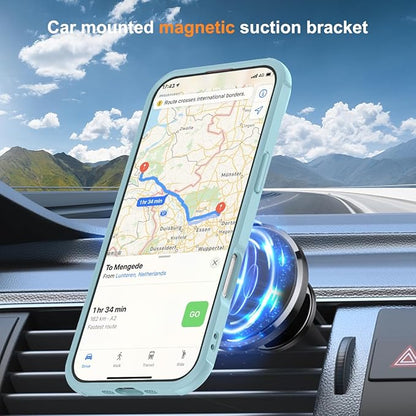 Compatible with iPhone 17 Air Case with Invisible Magnetic O-Ring Stand Military-Grade Translucent Phone Case for iPhone 17 Air 6.5" [Compatible with Mag-Safe][Great Grip Feeling], Blue