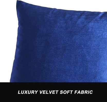 GIGIZAZA Blue Large Throw Pillow Covers, Pack of 2 Velvet 26x26 Couch Pillows for Living Room Decorative Square Super Soft Cushion Cases Home Decor Sofa Bedroom Pillowcases