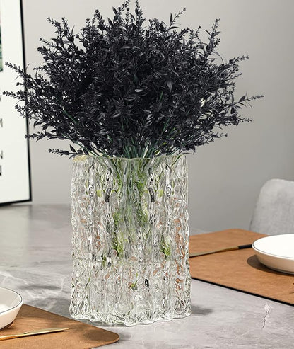 RECUTMS Black Artificial Flowers, Fake Outdoor UV Resistant Plants Faux Plastic Greenery Shrubs Indoor Outside Hanging Planter Home Kitchen Office Wedding, Garden Decor(Black)