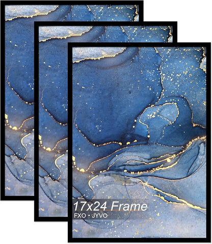 17x24 Picture Frame Set of 3, Black Frame for 17 x 24 Inch Picture Poster Photo, Light Weight and High Transparent 17 by 24 Frame for Wall - 3 Pack/Black/17 x24