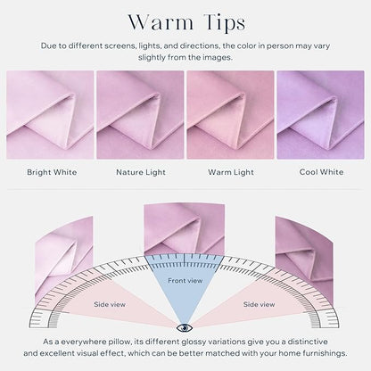 Phantoscope Pack of 2 Velvet Decorative Throw Pillow Covers Soft Solid Square Cushion Case for Couch Light Purple 26 x 26 inches 65 x 65 cm