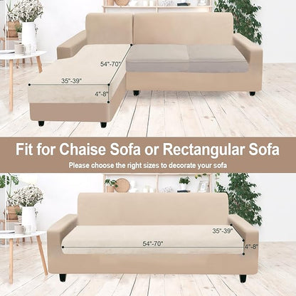 NAISI Sectional Couch Cover 1 Piece Velvet Separate Chaise Lounge Cover Soft Stretch Sofa Slipcovers for Left/Right Chaise Sectional Couch(Chaise Lounge,Beige)