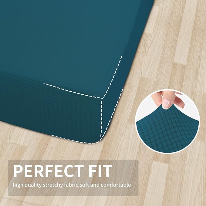 Easy-Going Stretch Chair Cushion Cover Sofa Cushion Furniture Protector Sofa Seat Sofa Slipcover Sofa Cover Soft Flexibility with Elastic Bottom(Chair Cushion, Peacock Blue)