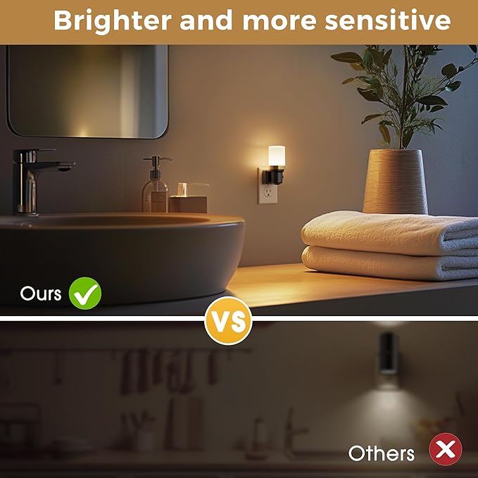 L LOHAS LED Night Light, Night Lights Plug into Wall, Dimmable Nightlight with Auto Light Sensor, 3000K Warm White 0-100LM, Plug in Night Light for Hallway Bedroom Bathroom