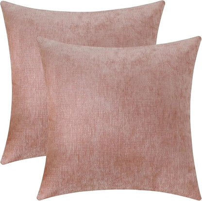 Jeneoo Blush Pink Decorative Throw Pillow Covers Soft Chenille Comfy Square Couch Cushion Cases for Living Room Sofa Decor (Set of 2, 20 x 20 Inches)