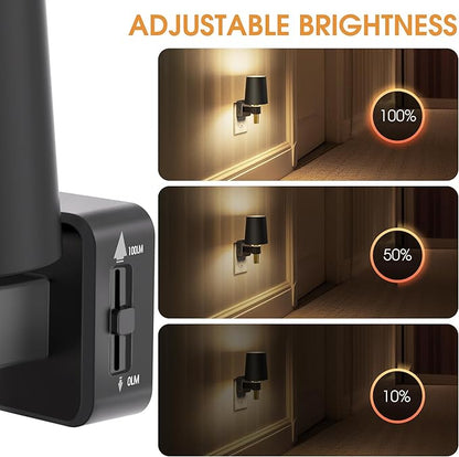 Briignite Night Light, Dimmable Night Lights Plug into Wall, Dusk to Dawn Sensor, Soft White 3000K, 0-100LM, Plug in NightLight, Vintage Night Light Compact for Hallway Bedroom Stairway