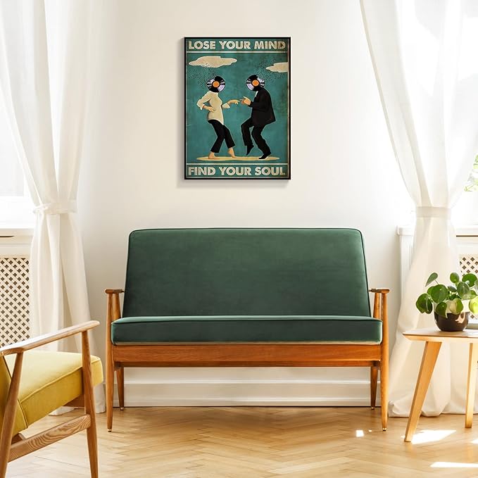 Framed Art Vintage Classic Movie posters for room aesthetic Spiritual Quotes Lose Your Mind Find Your Soul Canvas Wall Art Cool Trippy Music Dance Wall Decor Painting for Bedroom 12x16in