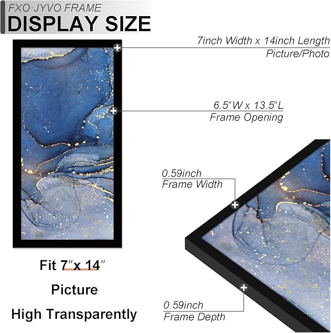 7x14 Picture Frame Set of 3, Black Frame for 7 x 14 Inch Picture Poster Photo, Light Weight and High Transparent 7 by 14 Frame for Wall - 3 Pack/Black/7"x14"