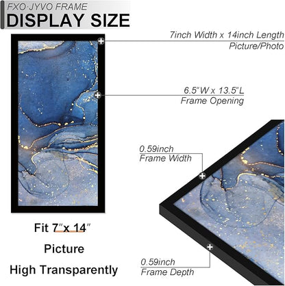 7x14 Picture Frame Set of 3, Black Frame for 7 x 14 Inch Picture Poster Photo, Light Weight and High Transparent 7 by 14 Frame for Wall - 3 Pack/Black/7"x14"