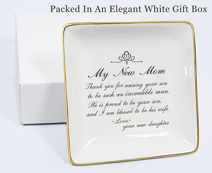 Jewelry Holder Gift for Mother of the Groom From BrideRing Dish GiftThank You Raising Your SonTrinket Tray GiftWedding Bridal Shower Gift for Mother of the GroomHe is Proud to BeI Am Blessed