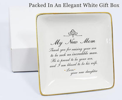 Jewelry Holder Gift for Mother of the Groom From BrideRing Dish GiftThank You Raising Your SonTrinket Tray GiftWedding Bridal Shower Gift for Mother of the GroomHe is Proud to BeI Am Blessed