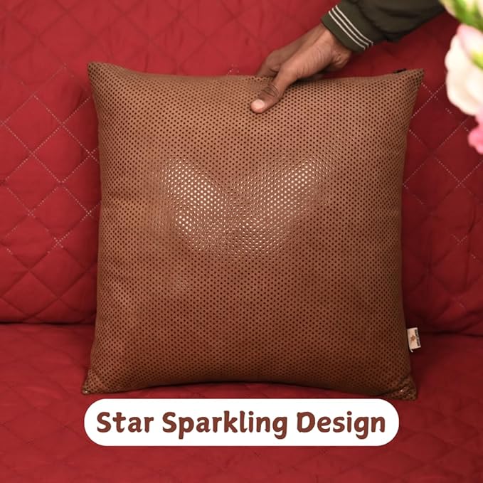 Star Sparkling Suede Leather Pillow Cover, Square Soft Metallic Throw Pillow Covers, Pillow Cases for Home Décor, Sofa, Couch Chair, Car (18x18 Inches, Sparkling Brown Pack of 2)