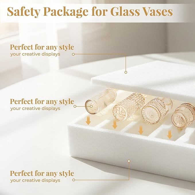 BEAHOT 32 Pack Gold Flower Vase in Bulk,Mini Vintage Glass Bud Vases for Centerpieces,Wedding Decor,Party & Home Decaration,Mother's Day (Gold)