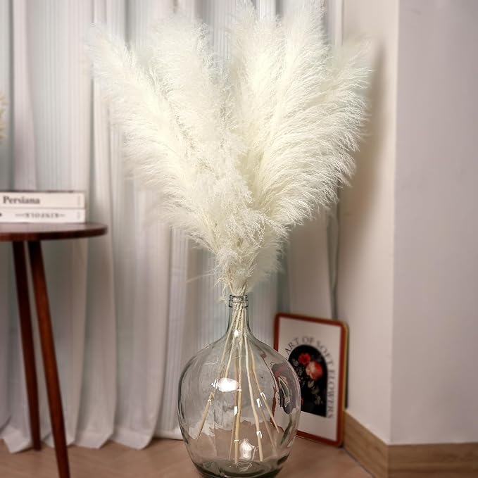 10pcs 40'' White Pampas Grass Tall Decor - Pompas Floral, Tall Pampas Grass for Floor Vases, Living Room Floor, Floor Plants, Plumas para, and Grass Wall Decor