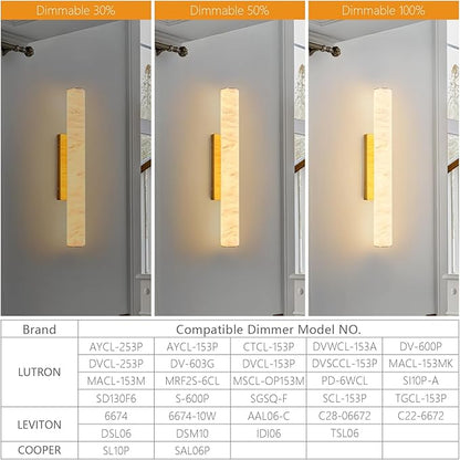 LMQNINE Natural Alabaster Wall Sconces Spanish Marble Wall Light Cylinder Modern Gold LED Sconce for Living Room Bedroom Bathroom Stairs（M-1Pack）