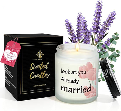 Lavender & Eucalyptus Scented Aromatherapy Candle - Natural Soy Wax, Long-Lasting, Ideal Newlywed Gift for Friend on Wedding/First Anniversary/Christmas
