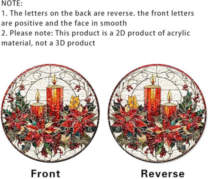 Chrismas Acrylic Stained Glass Window Hanging,Sun Catcher Decor Stained Panel Hangings Wall Art Decor, 2026 8x8inch (SCI186 Candle)