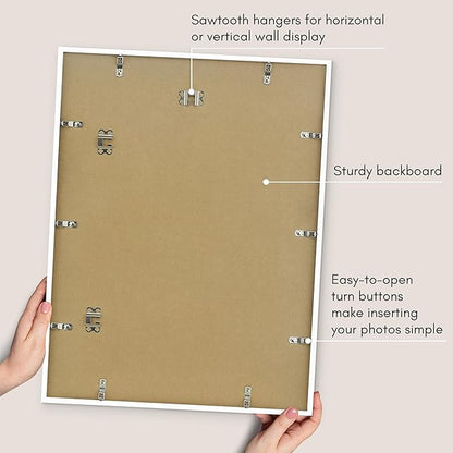 Americanflat 17x23 Picture Frame with Polished Plexiglass - Use as 13x19 Frame with Mat or Display 17x23 Photo Without Mat - Streamline Collection - Thin Border Picture Frames for Wall - White