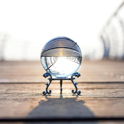 2.3in Sparkling Clear Crystal Ball with Stand 60mm Handcrafted Photography Prop for Magical Shots Elegant Home & Party Decor for Women