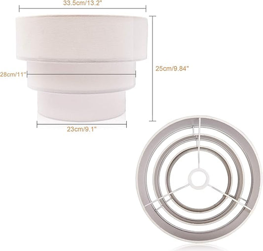 EDISLIVE 3-tier Drum Linen Lamp Shade for Pendant Lamp Floor Lamp Chandelier Replacement Shade Clip on Bulb Classic Round Lampshade Cover Only