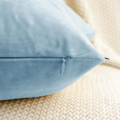 HWY 50 Light Blue Velvet Throw Pillow Covers 22x22 Inch, Pack of 2 Soft Cozy Solid Decorative Luxury Cushion Cases for Couch Sofa Bed Living Room Bedroom