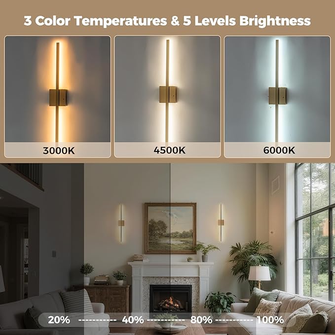 Gold Battery Operated Wall Sconces Set of Two Wireless，Modern Rechargeable Wall Lights Set of 2 with 10000mAh，Dimmable Led Wall Lamps for Living Room Bathroom Bedroom Hallway Headboard Indoor