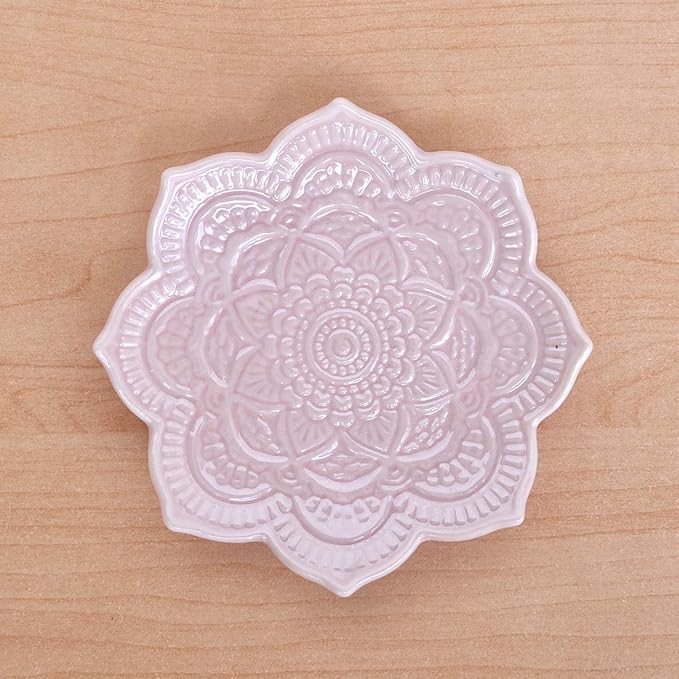 PUDDING CABIN Pink Mandala Ring Dish, Birthday Gift for Female Women Friend Mom Girls
