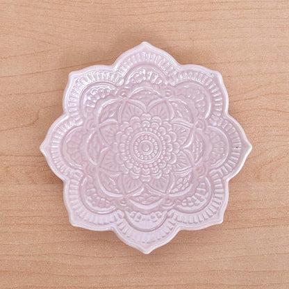 PUDDING CABIN Pink Mandala Ring Dish, Birthday Gift for Female Women Friend Mom Girls