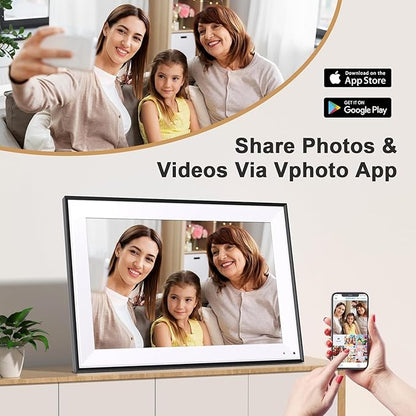 Digital Photo Frame 10.1-inch Digital Picture Frame - IPS Touch Screen Digital Frame, 32GB, Auto-Rotate, Slideshow, Load Photo Video from Phone via APP Email, Free Cloud Storage, Gift for Mom Dad