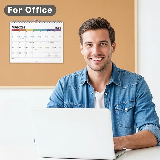 Dunwell 8.5x11" Wall Calendar 2026 (Colorful), Use January to December 2026, Hang on Wall or Use as 8.5 x 11 Office Desk Calendar