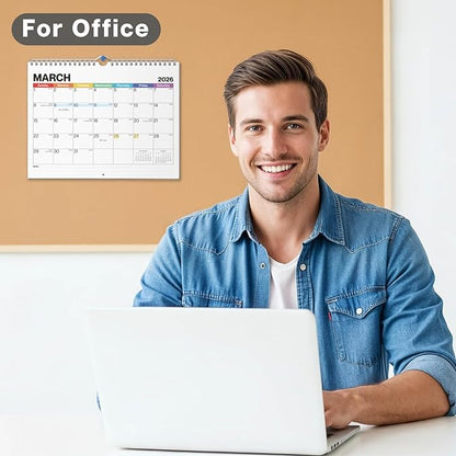 Dunwell 8.5x11" Wall Calendar 2026 (Colorful), Use January to December 2026, Hang on Wall or Use as 8.5 x 11 Office Desk Calendar