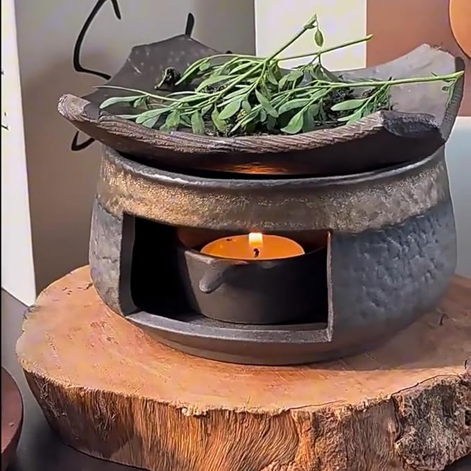 Cedar and Zen Burner，Ceramic Aromatherapy Diffuser，Essential Oil Burner，for Home Fragrance,Meditation,Relaxation & Bedroom Decor (1 Pcs)