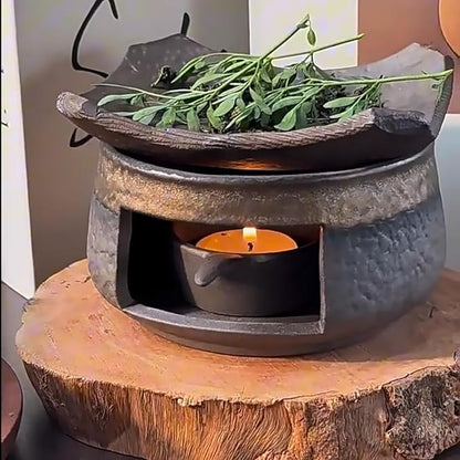 Cedar and Zen Burner，Ceramic Aromatherapy Diffuser，Essential Oil Burner，for Home Fragrance,Meditation,Relaxation & Bedroom Decor (1 Pcs)