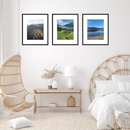 16x20 Picture Frame Set of 2 with 11x14 Mat, Display Photo 11x14 with Mat or 16 x 20 Without Mat, Wall Hanging Large 16 by 20 Poster Frame with Plexiglass, 2 Pack, Black