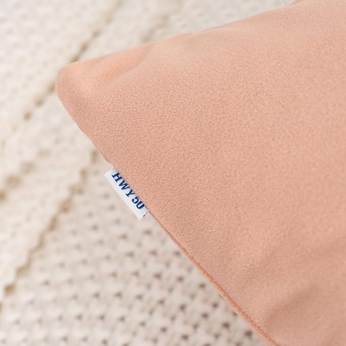 HWY 50 Dusty Pink Velvet Rectangular Throw Pillow Covers 12x20 Inch, Pack of 2 Soft Cozy Solid Decorative Luxury Cushion Cases for Couch Sofa Bed Living Room Bedroom