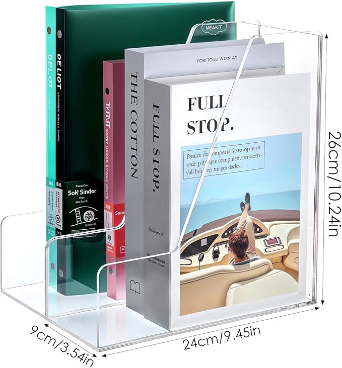 2 Pack Acrylic Magazine Holder Desk Clear File Organizer and Storage Rack for Office Desktop and Home Workspace Holds Folders Binders Notebooks A4/Letter Paper 9.45" x 10.24" x 3.62"