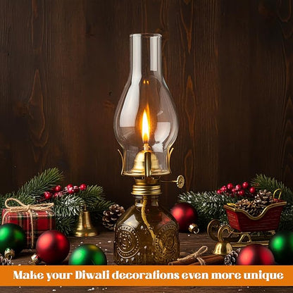 3 Pcs Yellow Chamber Oil Lamps for Indoor Use 10.6'' Vintage Kerosene Lamp Hurricane Oil Lantern Adjustable Fire Wick Decorative Lantern for Valentines Wedding Table Decor Emergency Lighting