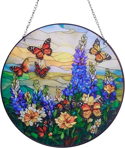 Butterfly Sun Catchers Indoor Window-Colorful Stained Acrylic Hanging for Window Doors Home Decoration,Christmas,Thanksgiving Day,Mother's Day Birthday Gift for Women,Men,and Mom(6in)