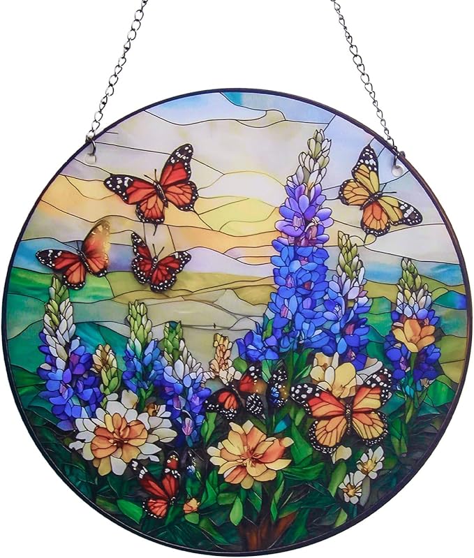 Butterfly Sun Catchers Indoor Window-Colorful Stained Acrylic Hanging for Window Doors Home Decoration,Christmas,Thanksgiving Day,Mother's Day Birthday Gift for Women,Men,and Mom(7.8 in)