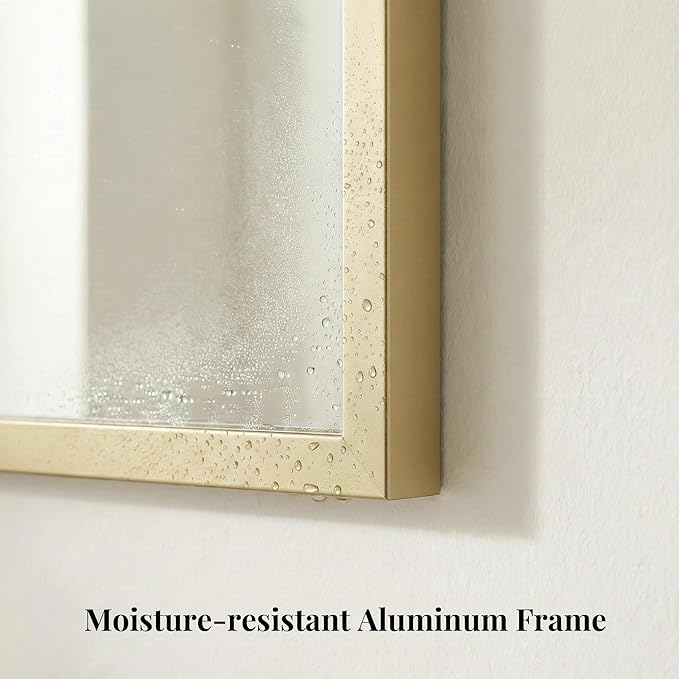 40"x30" Gold Wall Mirror, Metal Framed Bathroom Vanity Mirror, Large Rectangular Mirror for Fireplace Mantle, Transitional Decor, Flush Mount
