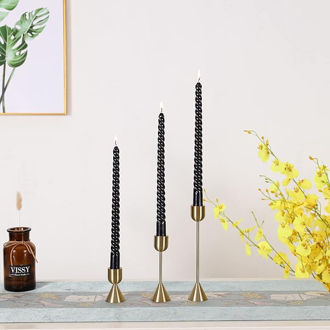Brass Gold Candlestick Holder - Set of 6 Taper Candle Holder, Vintage Decorative Centerpiece for Table Mantel Wedding Housewarming Gift