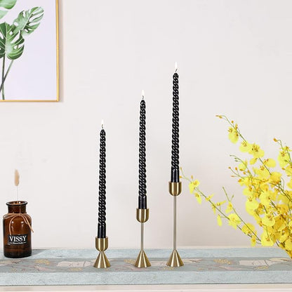 Brass Gold Candlestick Holder - Set of 6 Taper Candle Holder, Vintage Decorative Centerpiece for Table Mantel Wedding Housewarming Gift