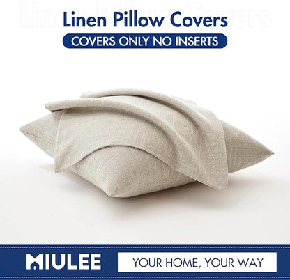 MIULEE Pack of 2 Decorative Linen Burlap Textured Pillow Covers Farmhouse Boho Accent Pillowcases Spring Home Decor for Couch Sofa Bedroom Living Room 18x18 Inch Taupe