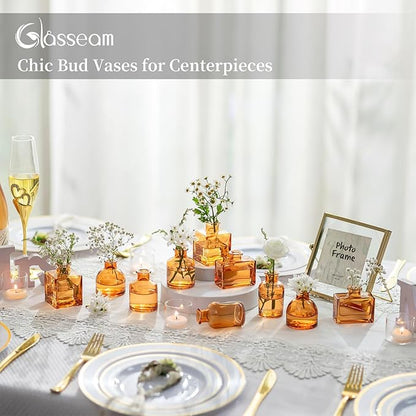 Glass Bud Vases in Bulk: Glasseam Brown Mini Flower Vases for Centerpieces Set of 40 Modern Decor Small Vase for Flowers Cute Decorative Wedding Table Centerpice for Dining Room Decoration