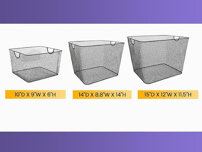 YBM HOME Kitchen Pantry Organizer Wire Basket for Shelves, Cabinets, Pantry, Countertop, Mesh Open Storage Bin Metal Basket for Organizing Food Supplies, 14.5x9.25x7