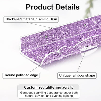 Rainbow Glitter Acrylic Floating Shelves, 15.7" Wall Mounted Nursery Bookshelves, Display Ledge for Books Toys Cosmetic Storage, Bathroom Bedroom Living Room Wall Organizer, 4 Pack, Purple