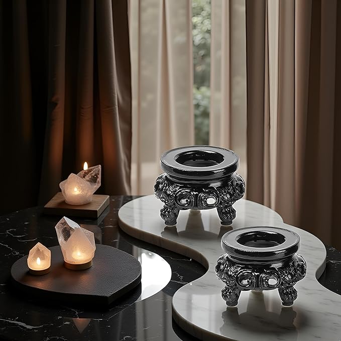 2Pcs Black Wooden Display Stand for Crystal Sphere Quartz Ball Holder Hollow Wood Stand Base for Sphere Globe Stone Decoration Display Pedestals Home Decor, Crystal Ball Stand