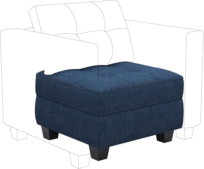 Belffin Ottoman Module with Storage for Modular Sofa Sectional Couch Cube Seat Square Storage Ottoman Footrest Modern Fabric Blue