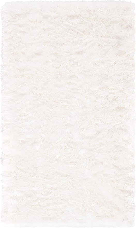 SAFAVIEH Faux Sheep Skin Collection Area Rug - 5' x 7', Ivory, Silken Glam Design, Non-Shedding & Easy Care, 2.35-inch Thick Ideal for High Traffic Areas in Living Room, Bedroom (FSS235A)